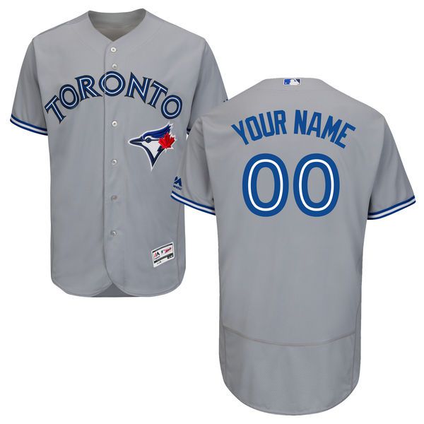 Men Toronto Blue Jays Majestic Road Gray Flex Base Authentic Collection Custom MLB Jersey